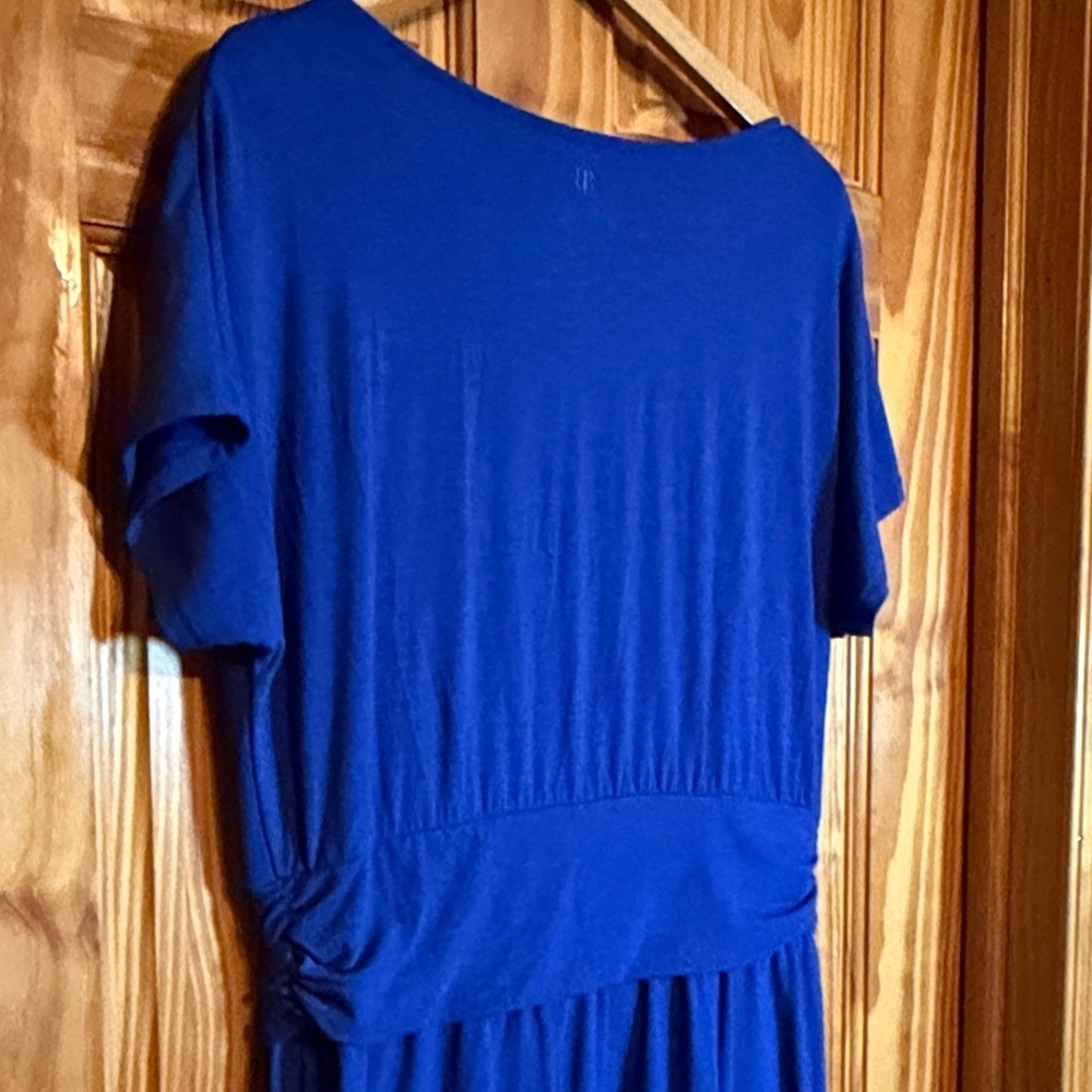 Betabrand Canopy Ruched Dress in royal blue bamboo fabric - Picture 7 of 8